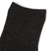 レディース リブラメクルーソックス ブラック 23～25cm LAKOLE/ラコレ