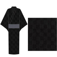 ブルーメイト しじら浴衣 紳士 綿100% 2点セット クロ LL 17401 NE5 1着（直送品）