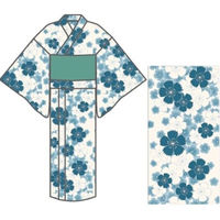 ブルーメイト 小紅梅浴衣 婦人 綿100% 2点セット ブルー フリーサイズ 17402L BL2 F 1着（直送品）