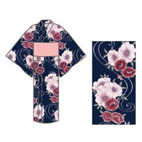 ブルーメイト 小紅梅浴衣 婦人 綿100% 2点セット ネイビー(1) フリーサイズ 17402L BL5 F 1着（直送品）