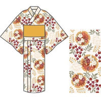 ブルーメイト 小紅梅浴衣 婦人 綿100% 2点セット オレンジ フリーサイズ 17402L OR4 F 1着（直送品）