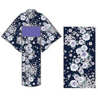 ブルーメイト 小紅梅浴衣 婦人 綿100% 2点セット ネイビー(2) フリーサイズ 17402L BL4 F 1着（直送品）