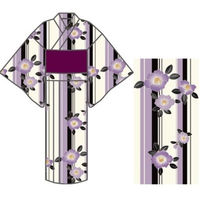 ブルーメイト 小紅梅浴衣 婦人 綿100% 2点セット パープル(2) フリーサイズ 17402L PU4 F 1着（直送品）