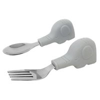 【12ヵ月から】Tiny Twinkle ステンレス スプーン＆フォーク 象 Grey Elephant 1個