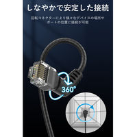 LANケーブル Cat6A UTP 直角折れ360°スイング スリムタイプ 2m IB-9828 1本 VENTION