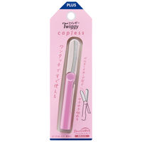プラス はさみ フィットカットカーブ 携帯はさみ ツイッギー キャップレス ベビーピンク 36688 1個