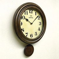 さんてる レトロ 外振り子電波掛時計 ろくろ 丸型 幅270×奥行60×高さ380mm アンティークブラウン DQL669 1個（直送品）