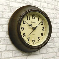 さんてる 日本製 アンティーク調ミニ掛時計(丸型) アンティークブラウン QL691_BR 1個