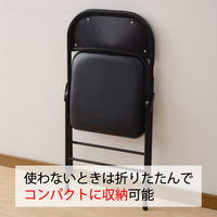 YAMAZEN 折りたたみ椅子 パイプチェア ウレタン入り ブラック YMC-22(BK/BK) 1脚（直送品）