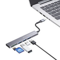 サンワサプライ USB 5Gbps 3ポート スリム ハブ(カードリーダー付き) USB-3TCHC20MS 1個