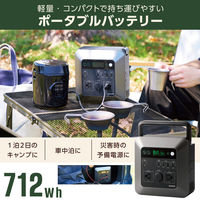 ポータブル電源 712Wh AC×2 (定格700W/瞬間最大1300W) PD対応 ブラック DE-P03BK エレコム 1個（直送品）