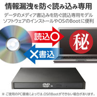外付け DVDドライブ USB 3.2 Gen1 読込専用 ACアダプタ付 黒 LDV-PWA8U3CNBK ロジテック 1個（直送品）