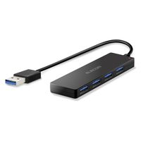 USBハブ USB-A×4ポート USB3.0 バスパワー 15cm 薄型 ブラック U3H-FC02BBK エレコム 1個（直送品）
