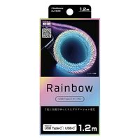 カシムラ USB充電&同期ケーブル(A-C)レインボーLED AJ-636 1本