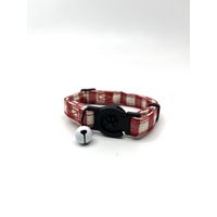 首輪 猫用 コットンチェックキャット レッド 1個 岡野製作所