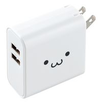 エレコム USB充電器 コンセント USB-A×2ポート 4.8A出力 しろちゃん EC-AC03WF 1個