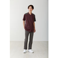 KAZEN スクラブジャケット半袖(男女兼用)カカオブラウン×グレー M KZN713-26 1枚　スクラブ（直送品）