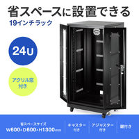 サンワサプライ 19インチラック(24U) 幅600×奥行600×高さ1300mm ブラック CP-SVNA2460BK 1台（直送品）