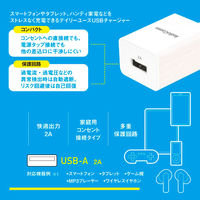 オーム電機 USBチャージャー 2A AU211 03-6156 1個