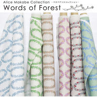 マカベアリス Words of Forest -Wreath- 綿麻プリント生地 ピンク×ベージュ 4mカット ACM003-E-4M（直送品）