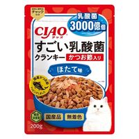 いなば CIAO チャオ すごい乳酸菌クランキー かつお節入り ほたて味 国産 200g 3袋 キャットフード
