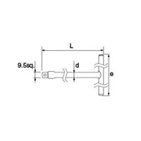 エスコ 3/8”DRx255mm T型ハンドル EA618PB-6 1本（直送品）