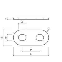 ふじわら 一般鋼管Uボルト用プレート ステンレス製 L=46mm UP-8A10A-M6 1個 65-2096-98（直送品）