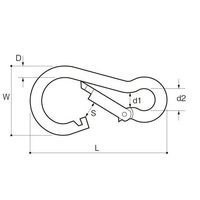 ふじわら カラビナフック ステンレス 4mm KF-4 1個 65-2089-15（直送品）