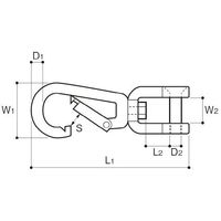 ふじわら カラビナシャックル ステンレス 5mm KFS-5 1個 65-2090-30（直送品）