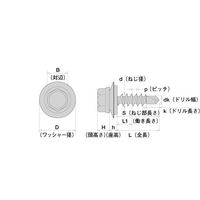 ヤマヒロ ステンレス キャップ付ジャックポイント ヘックスAZワッシャー付 6×50 100本入 SCH650AZW 1箱(100本)（直送品）
