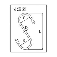 ニッサチェイン 塩ビ被覆線Sフック 白 75mm(4個入り) A-740 1パック(4個) 61-8722-17（直送品）