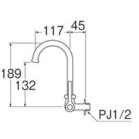 SANEI 厨房用横形ツル首自在水栓 A2316-13 1個 63-7897-01（直送品）