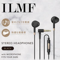 イヤホン 有線 マイク付き 4極 L型プラグ セミオープン型 ILMF ブラック EHP-F13IMBK-IL エレコム 1個