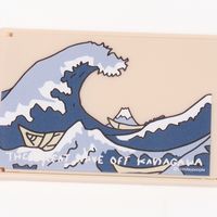 （世界の名作）折りたたみミラー 神奈川沖浪裏 LAKOLE/ラコレ