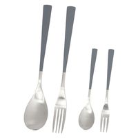 【LAKOLE/ラコレ】 スリムカトラリー4点セット グレー 1セット（2組）