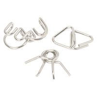 知恵の輪3点セット （本体：シルバー・袋：アイボリー） LAKOLE/ラコレ