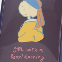 （世界の名作）フレームカラーiPhoneケースiPhone13/14 真珠の耳飾り LAKOLE/ラコレ