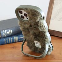 ふわふわウェーブスタンドiPhoneケース iPhone12/12PRO カーキ LAKOLE/ラコレ