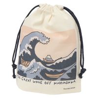 （世界の名作）マチ付き巾着ポーチ 神奈川沖浪裏 1セット（2個） LAKOLE/ラコレ