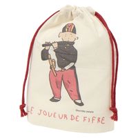 （世界の名作）マチ付き巾着ポーチ 笛を吹く少年 1セット（2個） LAKOLE/ラコレ