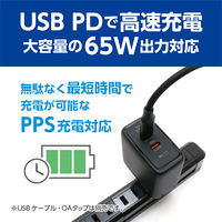 ナカバヤシ USB PD対応（65W） USB-ACアダプタ 2ポートタイプ 黒 IPA-C08/BK 1個
