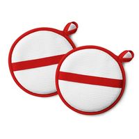 &NE nikii ラウンドクロス ちょい拭き 両面ふきん レッド ループ付き 1個（2枚入）エヌ・エレファント