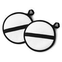 &NE nikii ラウンドクロス ちょい拭き 両面ふきん ブラック ループ付き 1個（2枚入）エヌ・エレファント