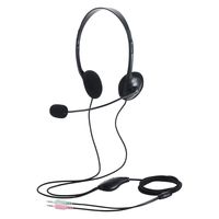 エレコム ヘッドセット 有線 3極×2接続 両耳 オーバーヘッド マイク付き ヘッドホン HS-HP14SBK 1個