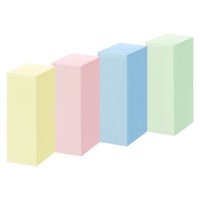 アスクル はたらく ふせん 付箋  キューブ 75×25mm （短冊） パステル4色アソート 4冊 オリジナル（わけあり品）