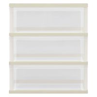 アイリスオーヤマ 収納 収納ケース 幅54×奥行40×高さ62.5cm キャスター付き 完成品 衣類収納 ワイドチェスト W-543 ライトベージュ（直送品）