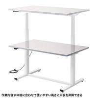 サンワサプライ 電動昇降作業台 塩ビ天板 幅1200×奥行750mm ベージュ×ホワイト ERD-WDKP12075BG 1台（直送品）