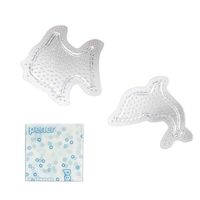 カワダ パーラービーズ かたちプレートセット イルカと熱帯魚(透明) 80-30032 1個