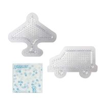 カワダ パーラービーズ かたちプレートセット 飛行機と車(透明) 80-30033 1個