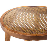 東谷 ROOM ESSENCE ラウンドガラステーブル S 幅350×奥行350×高さ450mm ブラウン GT-778BR 1台（直送品）